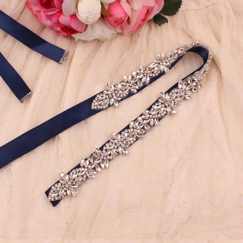 Rhinestone Wedding Belt Bridal Bridesmaid Dress Accessories Belts Crystal Embellished Bridal Belt Made of Satin Wedding