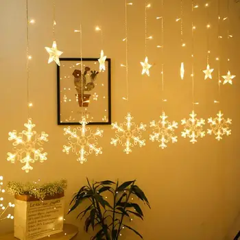 

5m 138LED Love Heart Snowflake Fairy String Colorful Warm Light Christmas Holiday Decorative Lamp Curtain String Lights