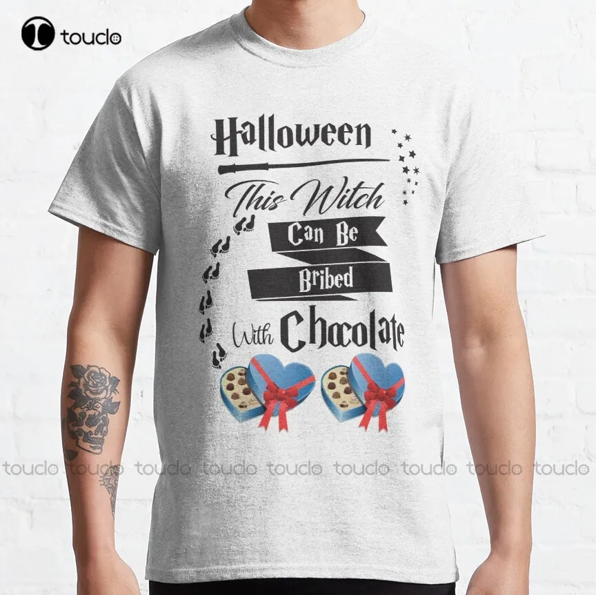 

Halloween This Witch Can Be Bribed With Chocolate Classic T-Shirt Big & Tall T-Shirts Fashion Funny New Xs-5Xl