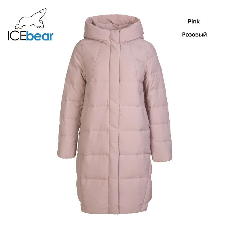 ICEbear зимний длинный женский пуховик модная теплая Женская куртка с капюшоном Брендовая женская одежда GN218123P - Цвет: G363