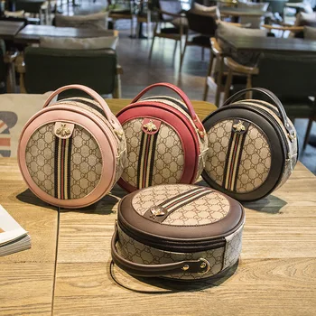 

Fashion Chain Circular Women Shoulder Bag PU Leather Women's Crossbody Messenger Bags Ladies Female Round Handbag