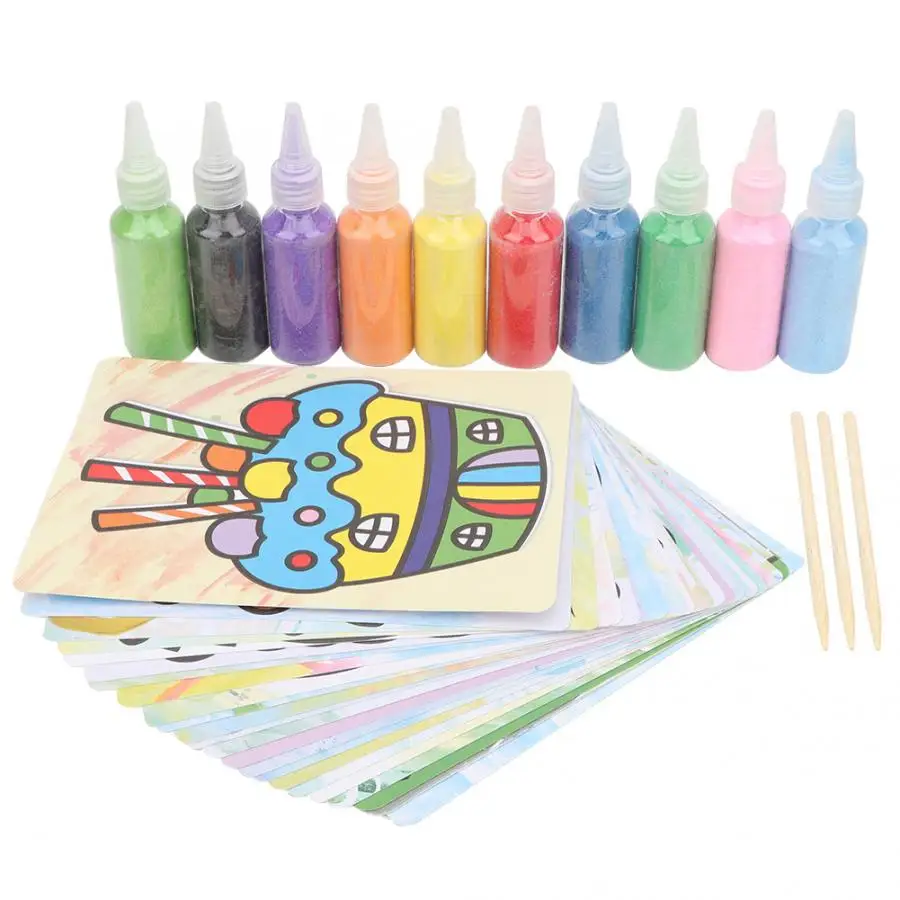 Children DIY Sand Color Painting Drawing Color Learning Educational Toys for Children Gift to Improve Operational ability