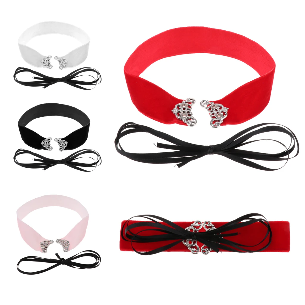 Wide Thick Punk Boho Summer Velvet Lace up Choker Necklaces Adjustable for Women Girls