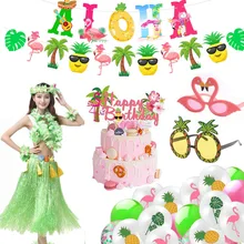 Aloha Banner różowe flamingi na urodziny i bociankowe hawaje Luau hawajskie dekoracje tropikalne lato Flamingo materiały na wesele tanie tanio CN (pochodzenie) Ślub i Zaręczyny Chrzest chrzciny przyjęcie urodzinowe Na imprezę