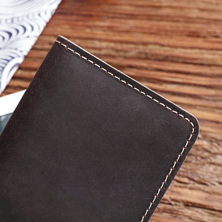 Genuine Leather Wallet For Men Male Vintage Handmade Crazy Horse Leather Cowhide Long Bifold Slim Wallets Purse Card Holder Man