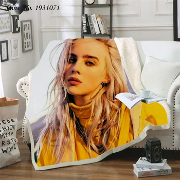 

Billie Eilish Singer 3D Printed Fleece Blanket for Beds Thick Quilt Fashion Bedspread Sherpa Throw Blanket Adults Kids 01