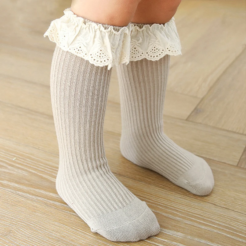 0 8Years Baby Frilly Socks With Lace Infant Toddlers Girls Long Sock