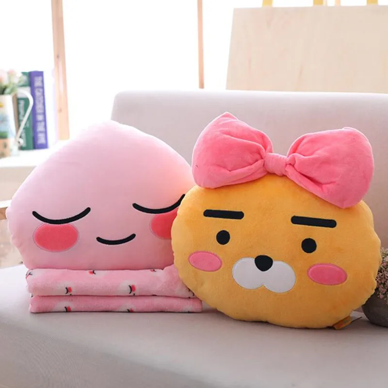 35 см милый лев собака утка персик 3 в 1 плюшевые игрушки мягкие Kawaii автомобиль плюшевые подушки и одеяло куклы для детей подарок на день рождения