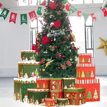 

3pcs Christmas Sqaure Box Gift Santa Claus Paper Packing Box Candy Cookie Storage Box Gift Wrapping Case