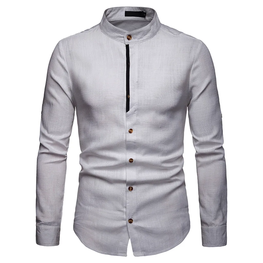 Camisas hombre manga larga рубашка мужская с длинным рукавом чистый цвет пуговицы большой размер Повседневная Топ блузка рубашки camisa masculina
