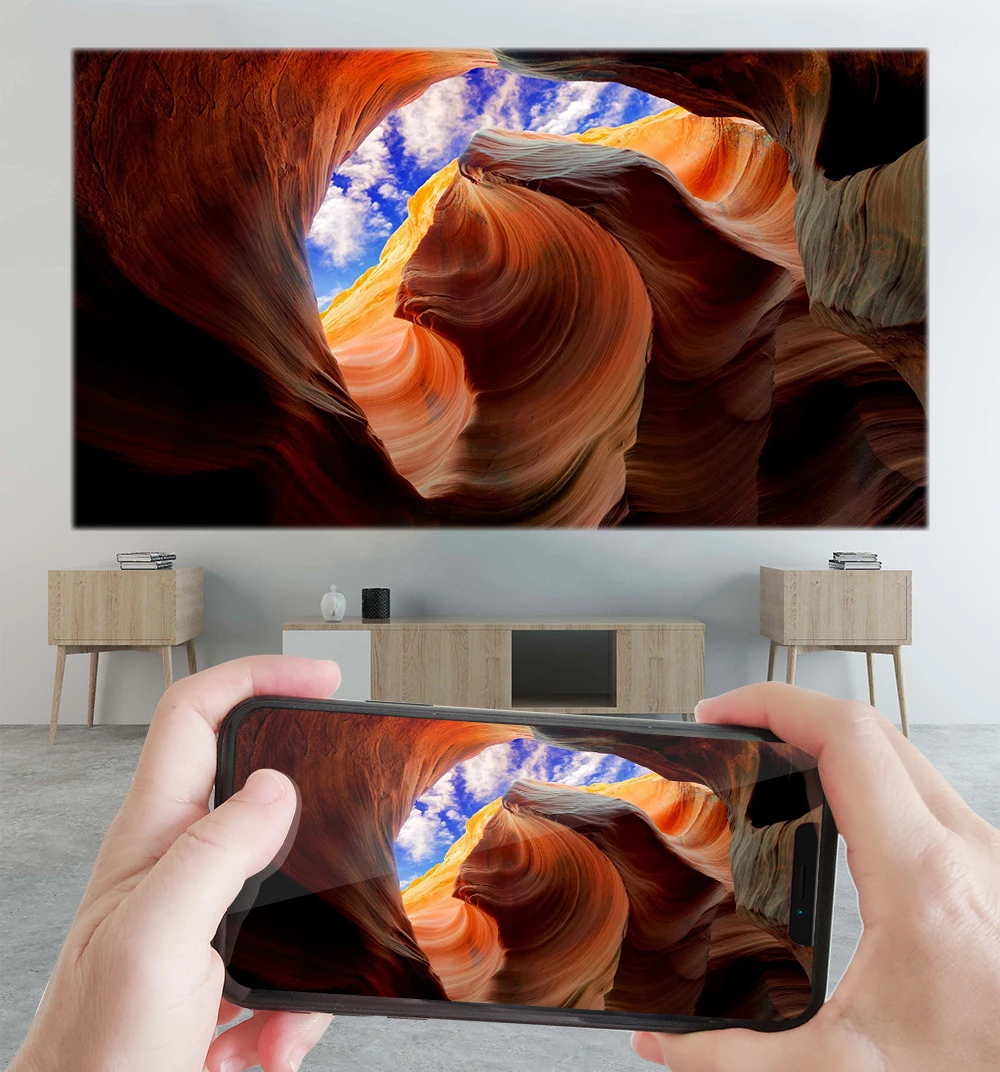 Alston c6 mini 4k dlp android 9.0 projetor wifi bluetooth 4.0 portátil ao ar livre filme de vídeo cinema em casa apoio miracast airplay-3