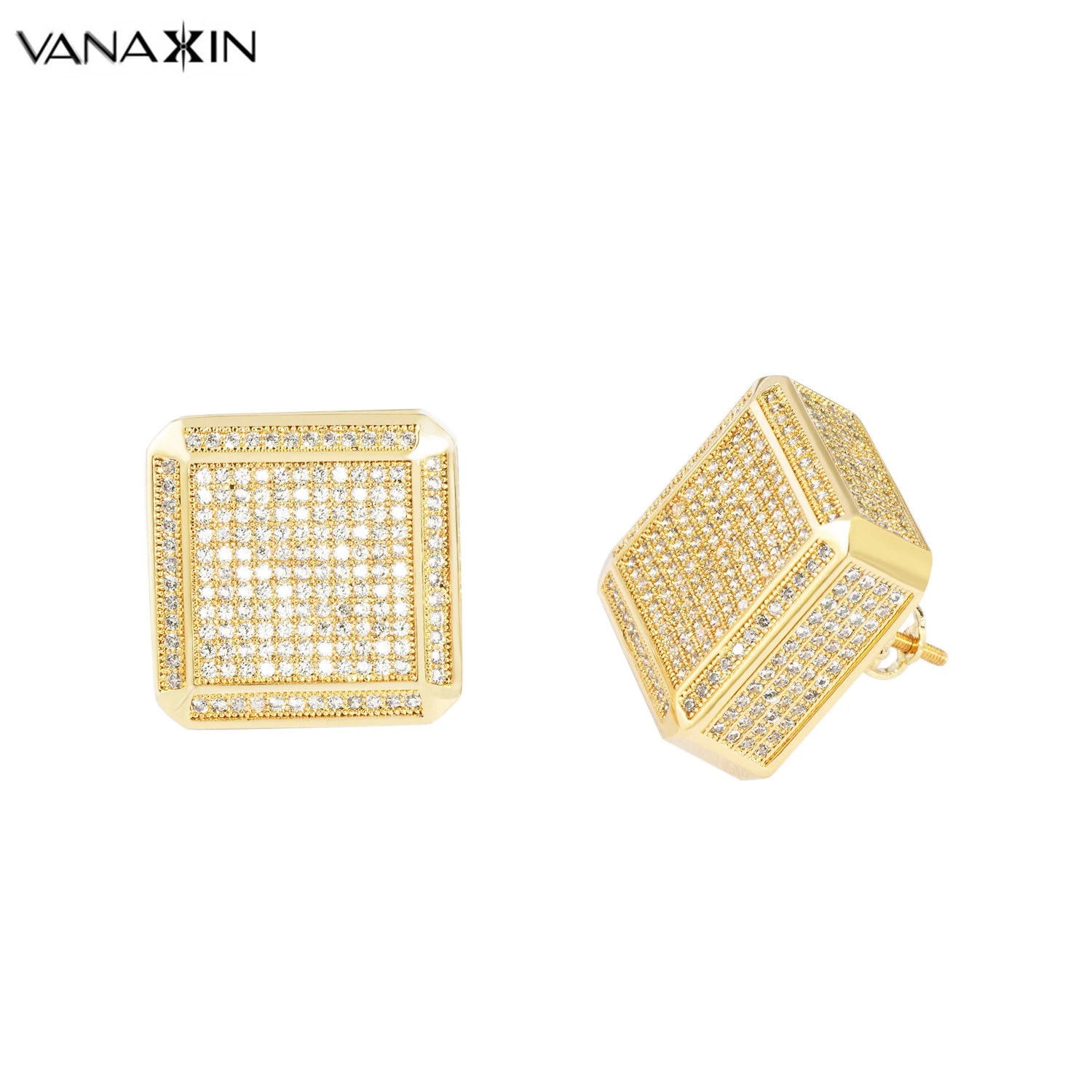 

VANAXIN Quadrate Stud Earring For Men Women Hip Hop Punk Jewelry Gift Party