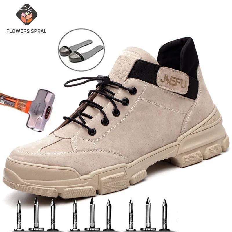 

Cow Suede High-Top Safety Shoes, Waterproof, Anti-Smash, Anti-Puncture Work Boots, Men's Sports Shoes 2020