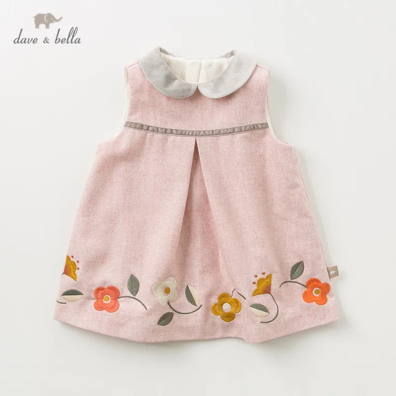 DBZ11948 dave bella/зимнее платье принцессы на молнии с цветочным рисунком для маленьких девочек детское модное праздничное платье детская одежда в стиле «лолита»