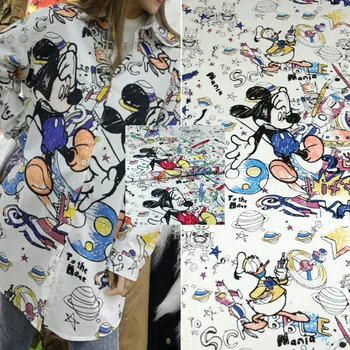 

Mickey printed cotton fabric meter 145 cm width printed shirt dress fabric handmade DIY fabric wholesale cotton cloth