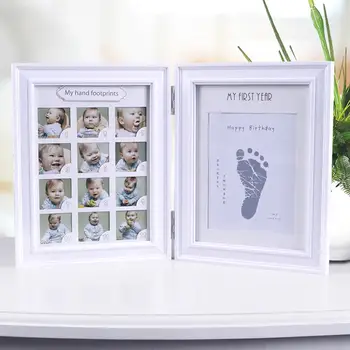 

Newborn Hand and Foot Print Mud Baby Hundred Days Full Moon Age Growth Commemorative Photo Frame