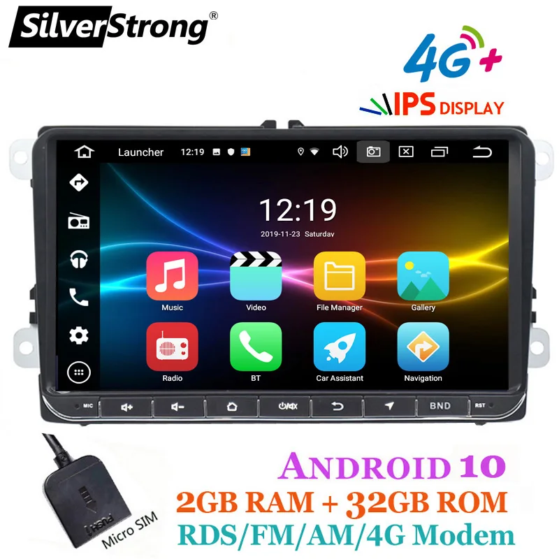 SilverStrong Android 10 0 IPS 4G модем автомобильный 2Din радио GPS для VolksWagen Tiguan Golf MK6 MK5 дополнительно DSP TPMS DVR|Автомобильные