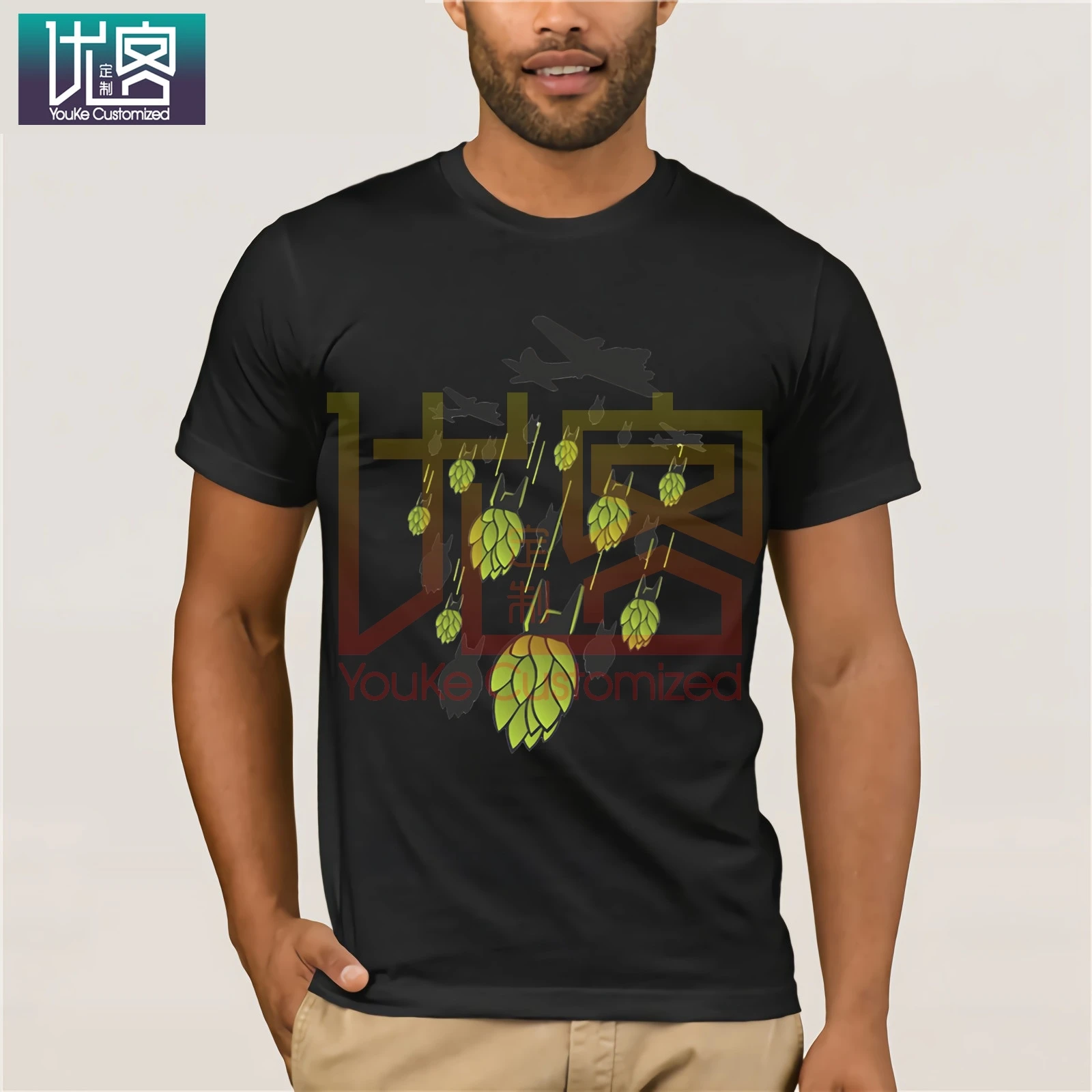 Hip-Hop Splicing Tee Tops ShirtJohn Beer John Deer Funny Logo T-Shirt Size S To 3XL Crew Neck Regular Short Vintage | Мужская одежда