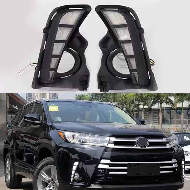 

For Toyota Highlander 2018 2019 Yellow Turning Signal Style Relay Waterproof Car DRL 12V LED Daytime Running Light Daylight