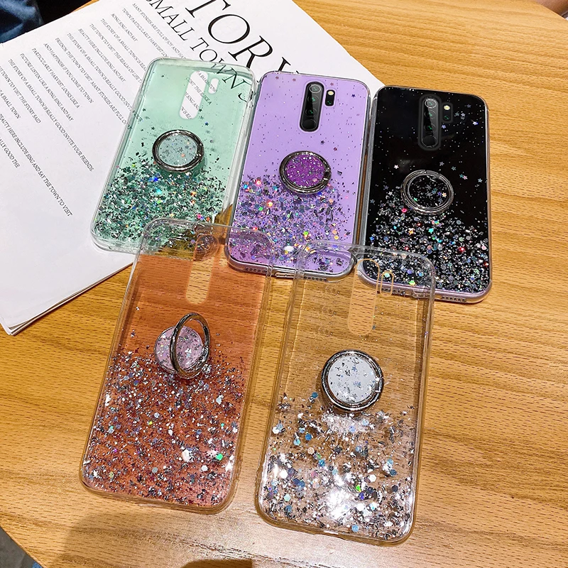 Luxury Ring Cute Bling Glitter Silicone Phone Case For Xiaomi