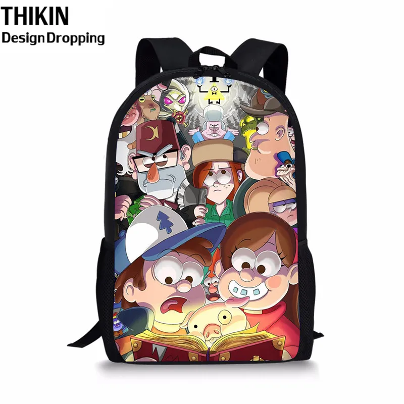 as picture THIKIN Gravity Fall рюкзаки с мультипликационным принтом детские школьные сумки Mochila Junior школьные сумки в Женская Повседневная сумка - Цвет: as picture