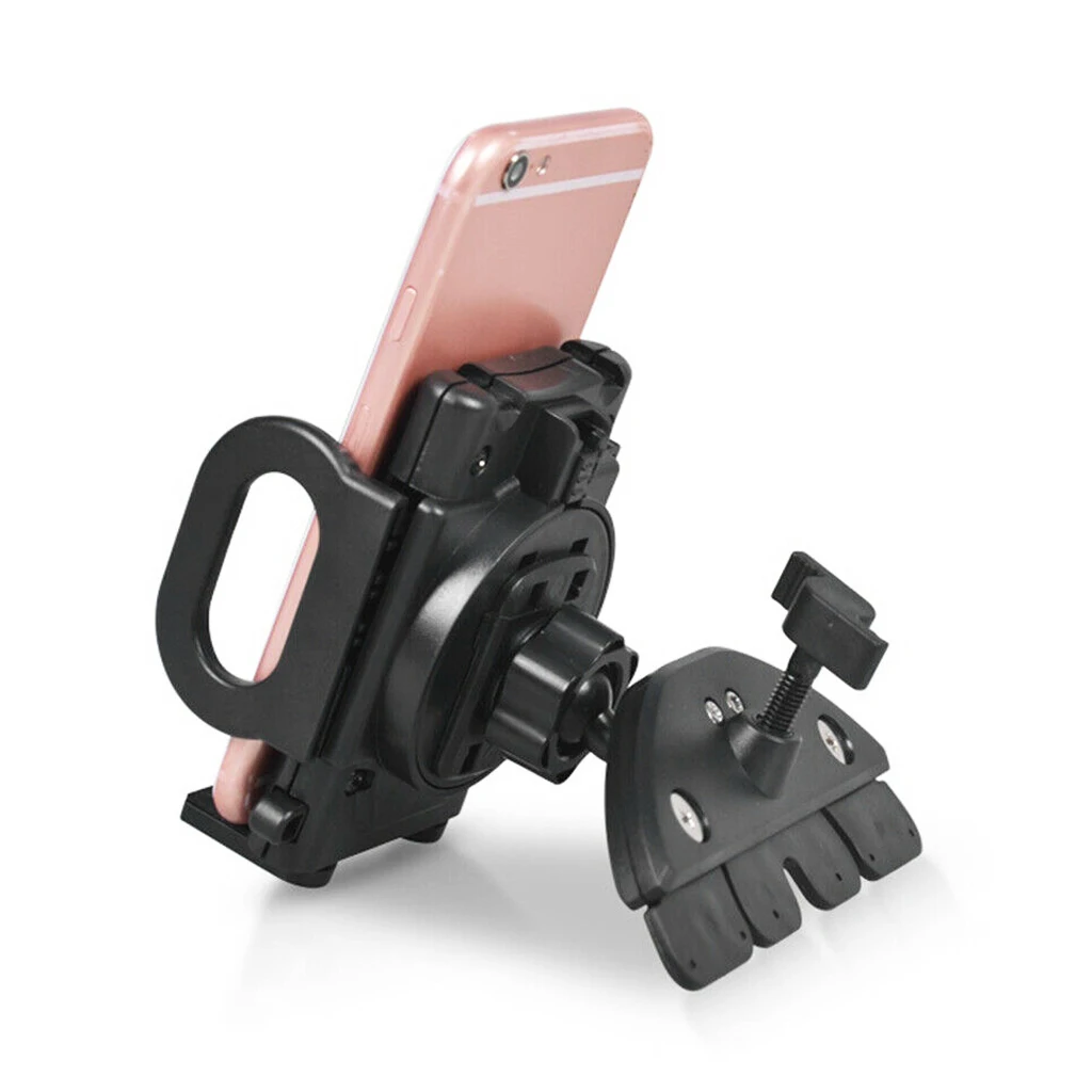 Plastic CD Slot, Car Phone Mount, Fully Adjustable Holder for Hands-Free Phone Calls and GPS Use, Compatible for Phone