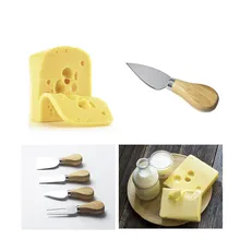 4 шт./компл. деревянной ручкой комплекты Дуб нож для резки сыра Нержавеющая сталь масло Ножи слайсер Кухня десертное варенье нож для резки сыра Пособия по кулинарии инструменты