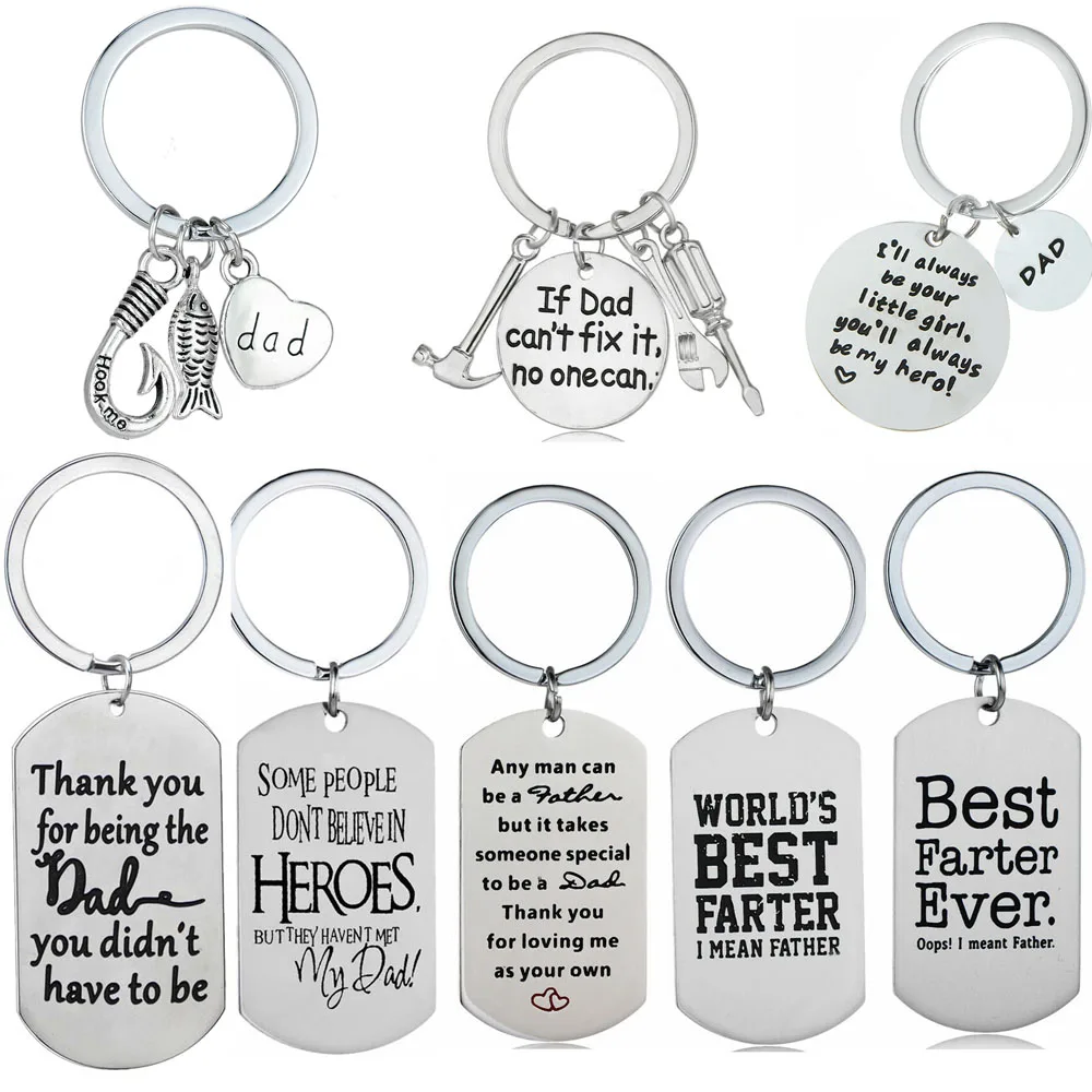 Key Ring Father Day Gift Papa Dad Men Charm Pendant Key Holder No.1 Dad We Love You