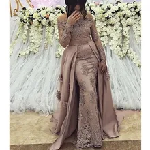 Сексуальный Плюс Размеры Арабский мусульманский с длинным рукавом вечернее платье для выпускного элегантные Для женщин Формальное праздничное платье длинное платье