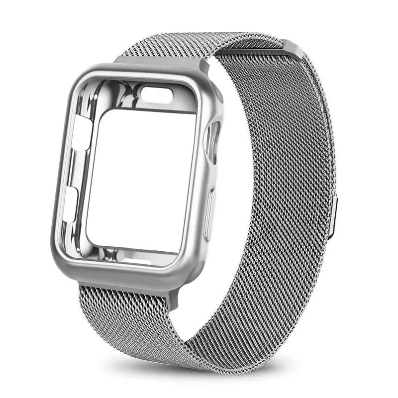Чехол+ ремешок для часов Apple Watch 42 мм 38 мм Миланская петля браслет из нержавеющей стали для Apple Watch 40 мм 44 мм серия 5 4 3 2