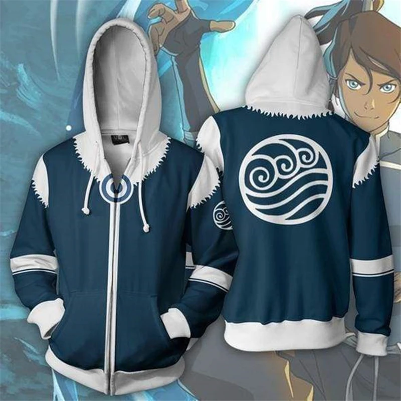 Аниме Аватар: Последний Airbender косплей костюм на молнии Толстовка Косплей Мужской