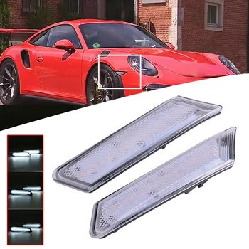 

2pcs 1Pair Left&Right White Led Side Marker Indicator Light For Porsche 911 997 987 Boxster Cayman Car Replacement Accessories