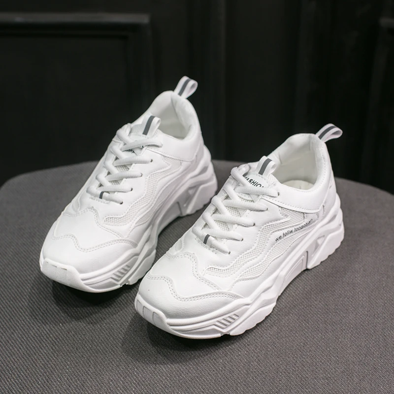 

Women Shoes Platform Heels Wedge Sneakers Ladies Leather White Shoes Female Krasovki Tenis Feminino Casual Zapatillas Mujer