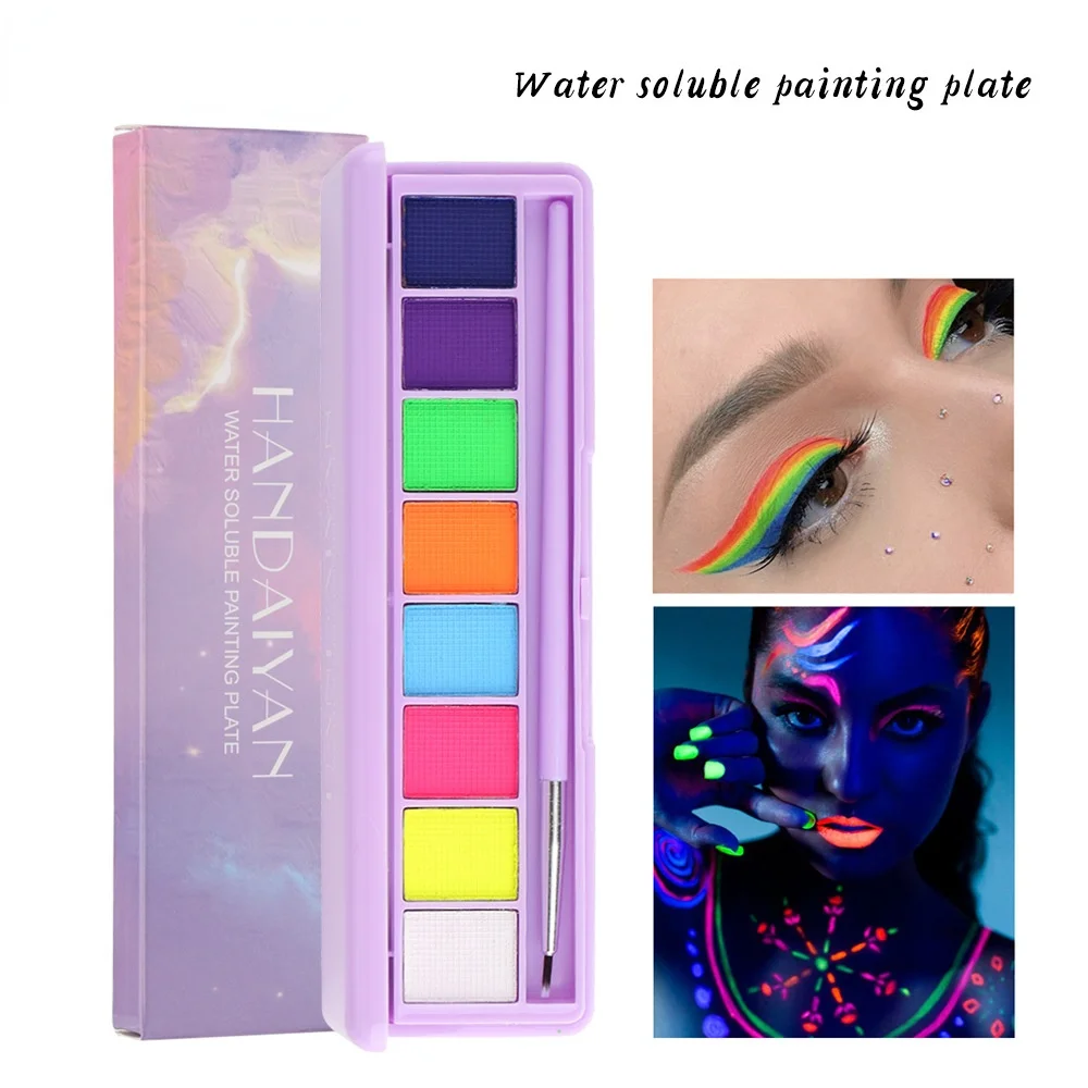 8 Colors Face Body Paint Water Activated Eyeliner Palette Halloween Party Flash Tattoo Safe Face Body Painting Halloween Makeup 2