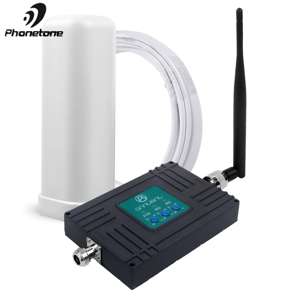 Powerful GSM Repeater 800/900/2100MHz GSM 3G Cellular LTE Signal Booster UMTS 900MHz Tri Band 4G Mini Mobile Phone Amplifier Set