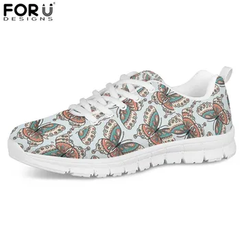 

FORUDESIGNS Women Vintage Butterfly Camouflage Printing Air Mesh Comfortableortable Lace Up Sneakers for Ladies Zapatos de mujer