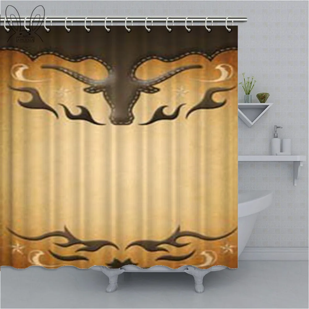 Texas Star Shower Curtain Western Rustic Bathroom Decor Waterproof  Hooks New 