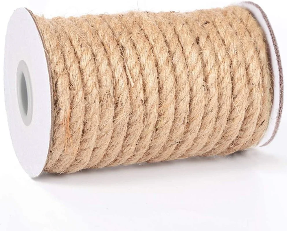 8mm Natural Jute Rope Heavy Duty Twine Hemp Twisted Cord Macrame String DIY Craft Handmade Decoration Pet Scratching jute rope,macrame cord