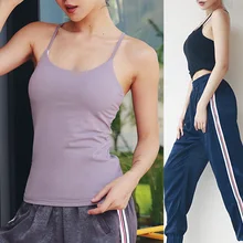 Женские спортивные футболки без рукавов, жилет с нагрудной накладкой для йоги, спортзала, тренировки, топы ZJ55