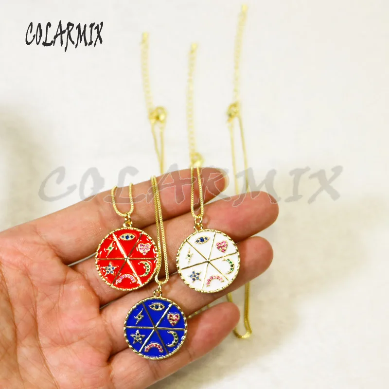 10 strands Astrology pendants necklace Enamel charm necklace crystal rainbow pendants necklace accessories for women 5958