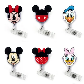 

Bowknot Cake Clown Retractable Creative Card Holder Badge Reel Nurse Exhibition Enfermera Girl Name Card Chest CaptainBoy