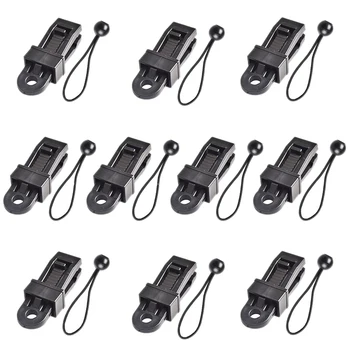 

10Pcs/Set Tarp Clips Tarp Clamps Tent Fasteners Clips Tent Awning Clips and 10Pcs Cords for Supporting Tarpaulins Canopies Sunsh