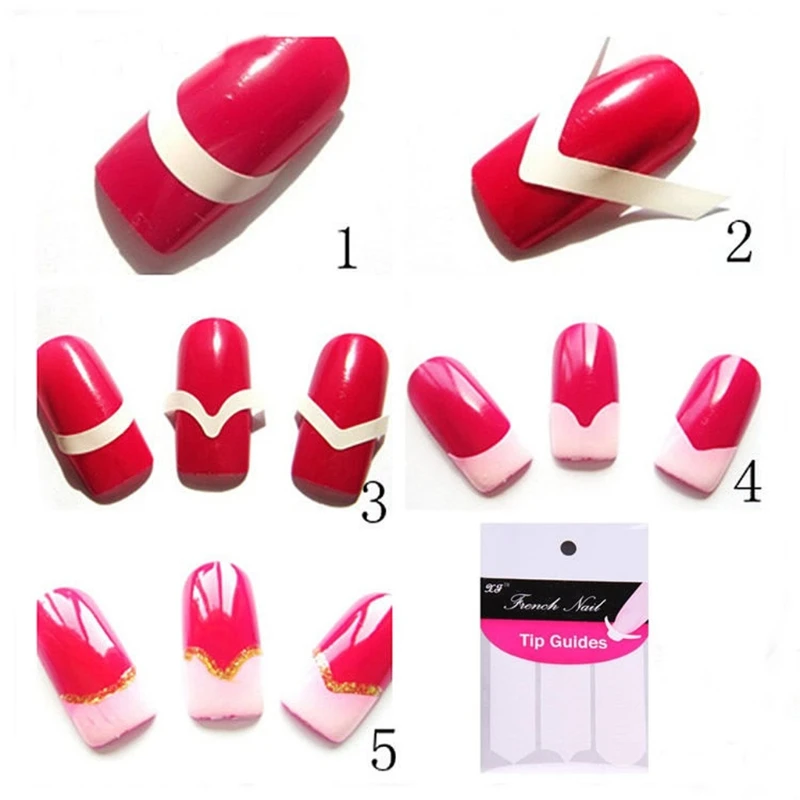 

1 Pack French Stencil Nail Art Form Fringe Guides Manicure Sticker Tips Tape X7YB