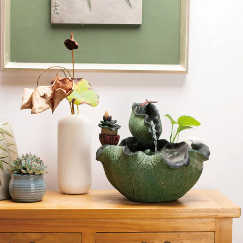 

Ingenious New Chinese Landscape Flowing FlowIng Pieces Office Tabletop Fountain Feng Shui CaiZen Home Decorations