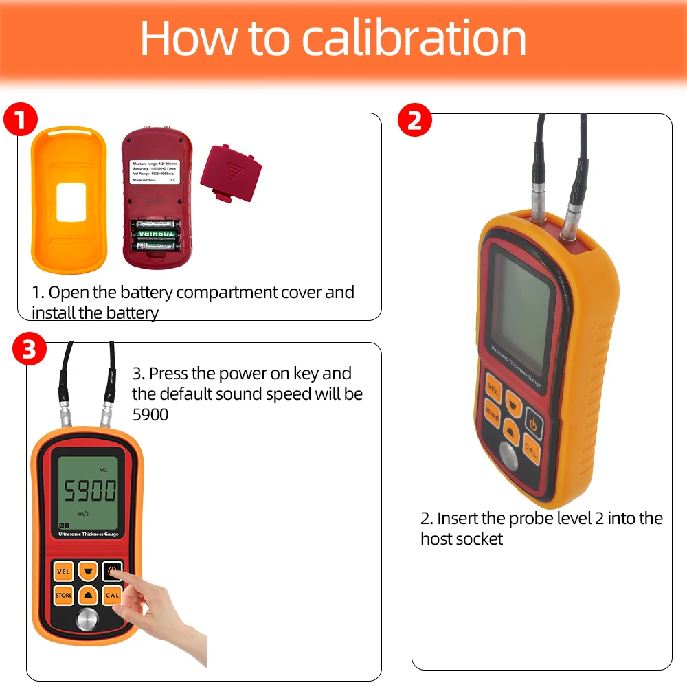 GM100 Digital Ultrasonic Thickness Gauge Tester for Plastic Glass Ceramics Metal Plate Stainless Steel Pipe Wall