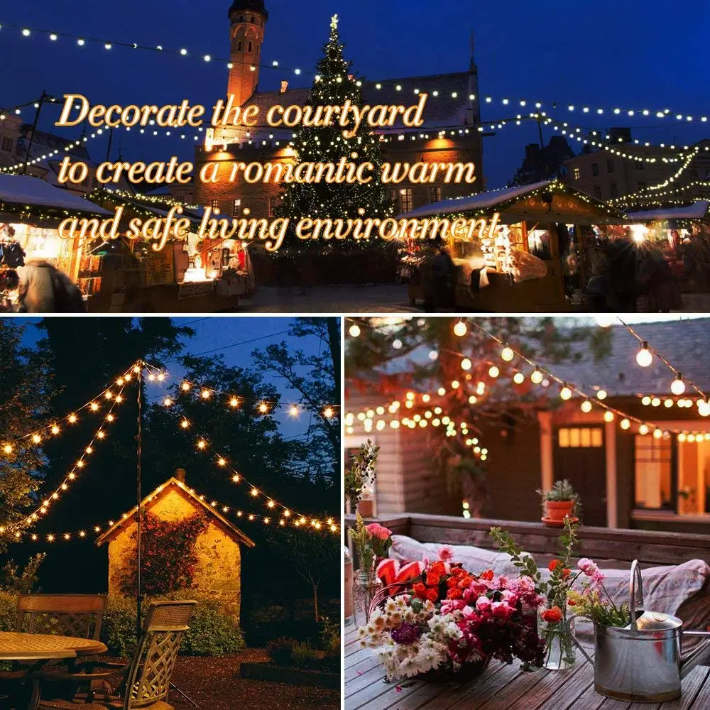 US $20.00 25FT Led String Lights Fairy Wedding String Light LED Globe Festoon Bulb Led Fairy String Light Outdoor Party Garden Garland