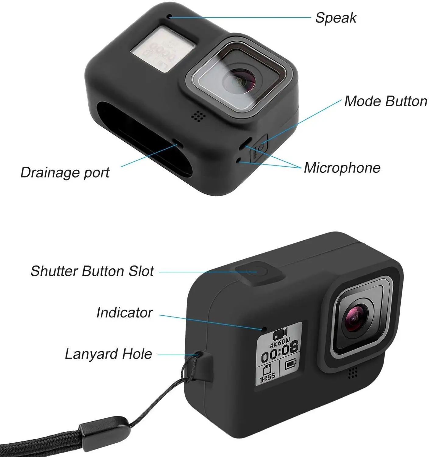 Силиконовый резиновый защитный чехол для экшн-камеры GoPro Hero 8 Black, защитный чехол для GoPro Hero 8 Black - Цвет: Синий цвет