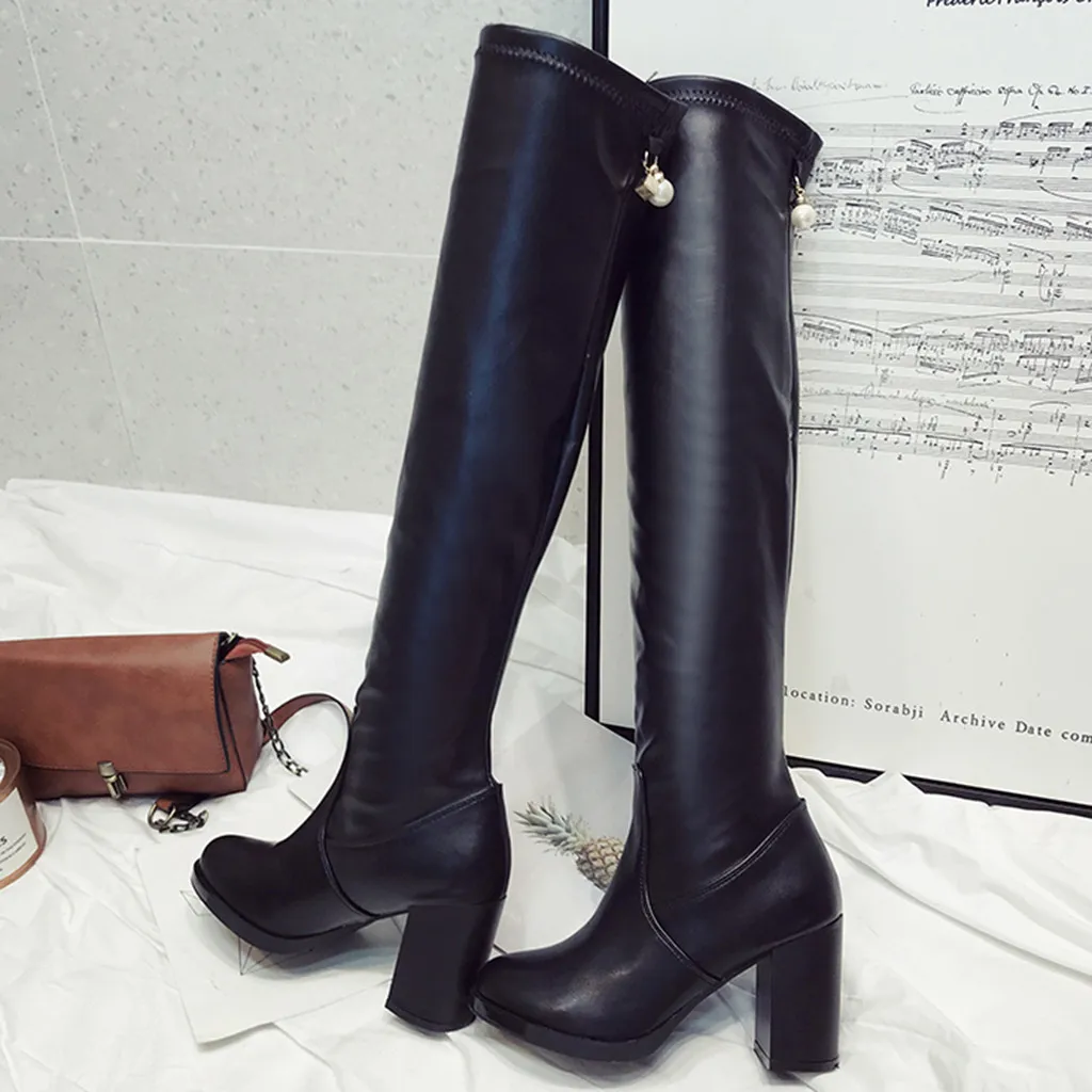 Boots Women Warm Autumn Winter New Fashion Women Square Heel Boots over the knee Shoes Party thigh Hight Boots zapatos de mujer
