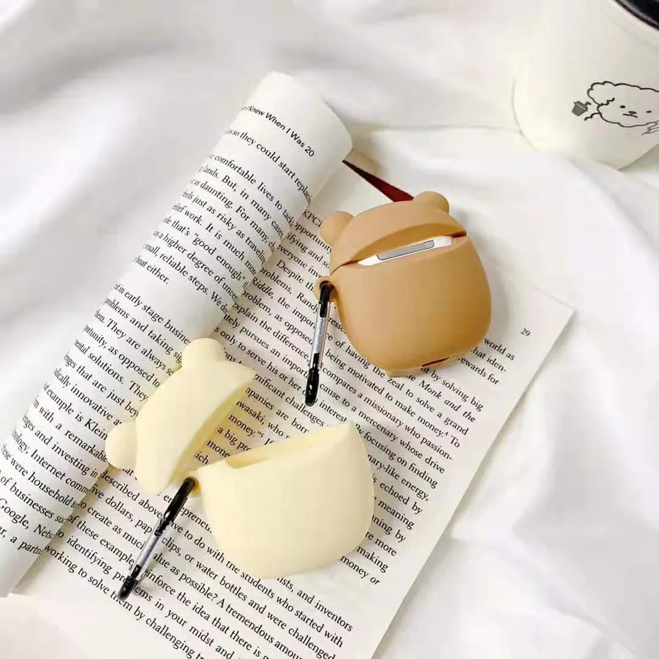 Чехол для AirPods с милым 3d-изображением животных из мультфильмов, чехол для Airpods 2/i10/i11 TWS, защитный чехол на крючок карабина