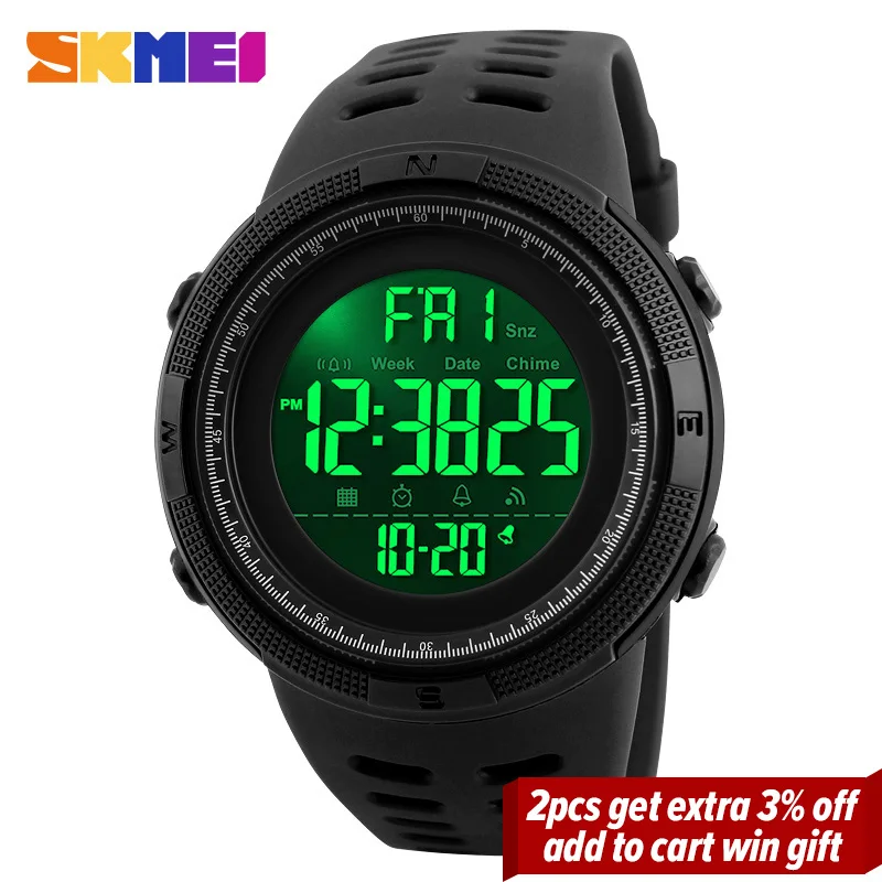 SKMEI Fashion Outdoor Sport Watch Men Multifunction Watches Alarm Clock Chrono 5Bar Waterproof Digital Watch reloj hombre 1251